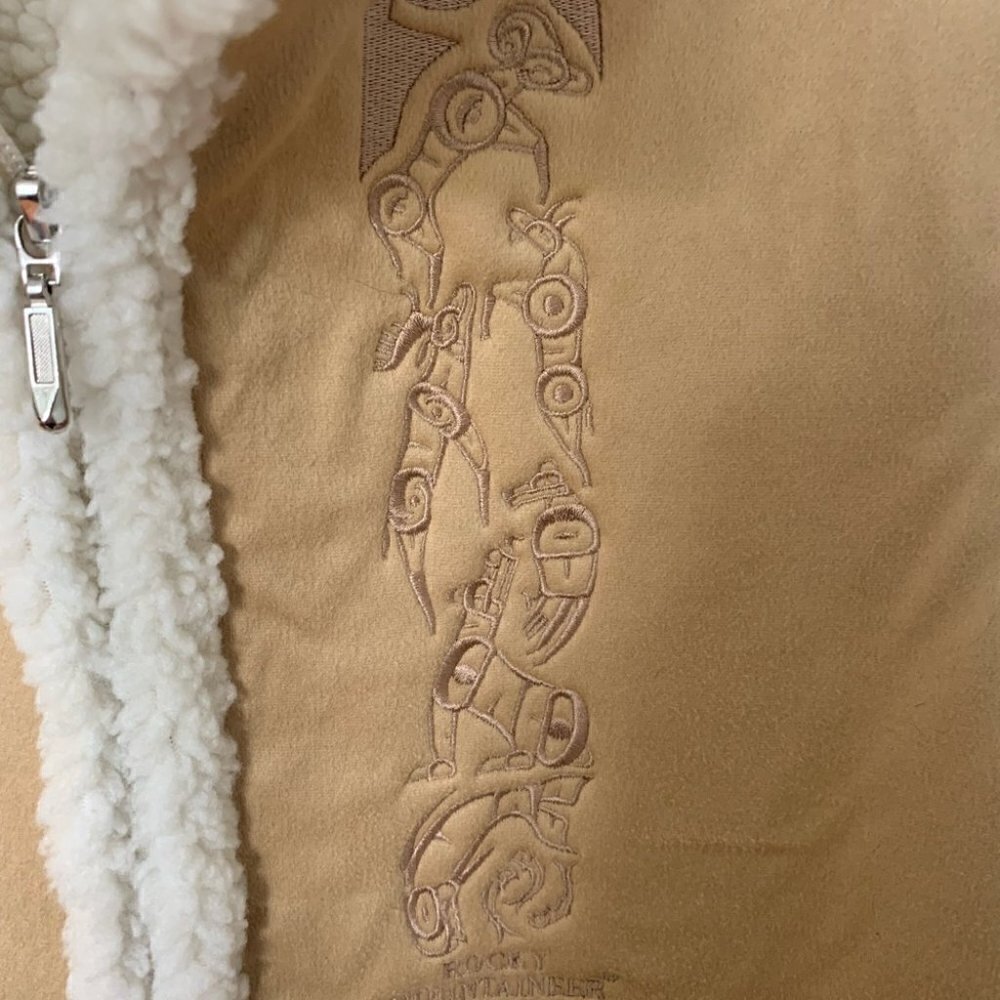 Vintage Sherpa Lined Vest Cabin Core Rustic Western Cozy Layer Large Canada - Picture 5 of 11